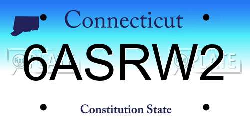 6ASRW2 Connecticut License Plate