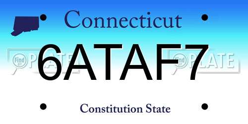 6ATAF7 Connecticut License Plate