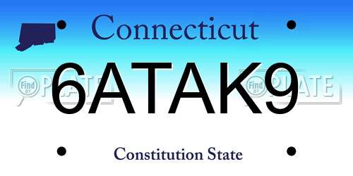 6ATAK9 Connecticut License Plate