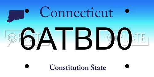 6ATBD0 Connecticut License Plate