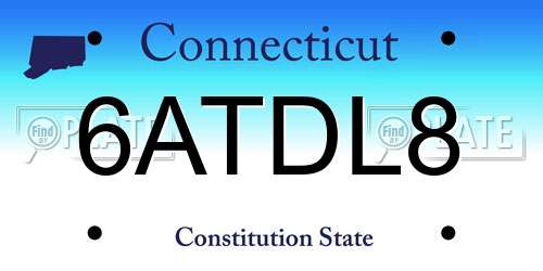 6ATDL8 Connecticut License Plate