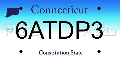 6ATDP3 Connecticut License Plate