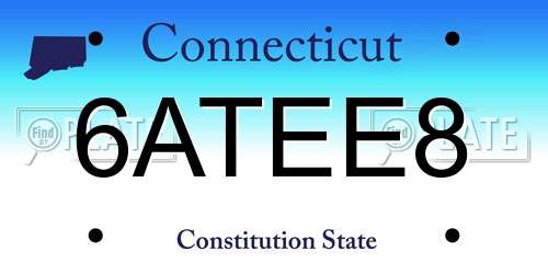 6ATEE8 Connecticut License Plate