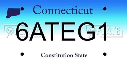 6ATEG1 Connecticut License Plate