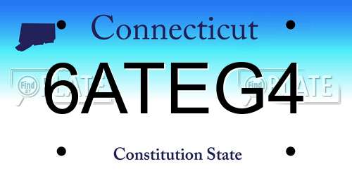 6ATEG4 Connecticut License Plate