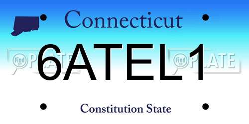 6ATEL1 Connecticut License Plate