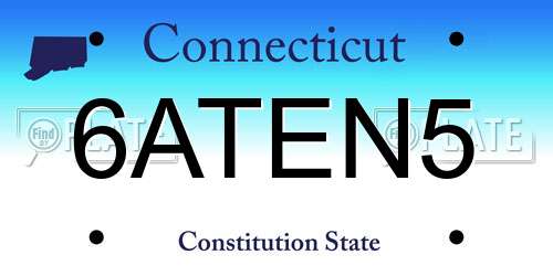 6ATEN5 Connecticut License Plate