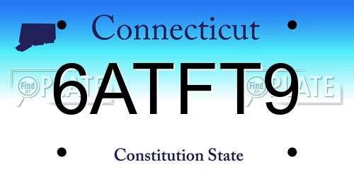 6ATFT9 Connecticut License Plate
