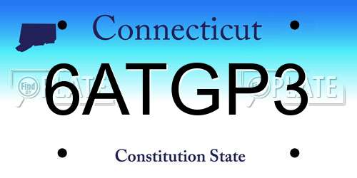 6ATGP3 Connecticut License Plate