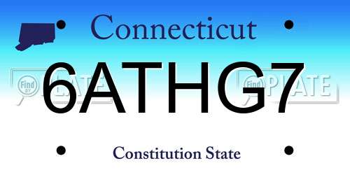6ATHG7 Connecticut License Plate