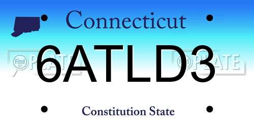 6ATLD3 Connecticut License Plate