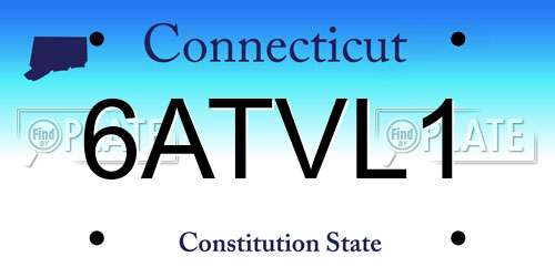 6ATVL1 Connecticut License Plate