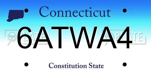 6ATWA4 Connecticut License Plate