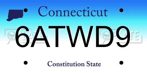 6ATWD9 Connecticut License Plate