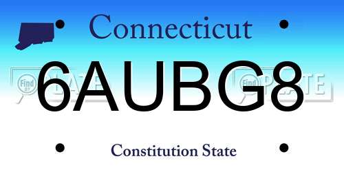 6AUBG8 Connecticut License Plate