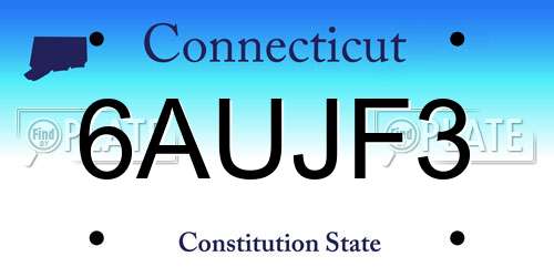 6AUJF3 Connecticut License Plate