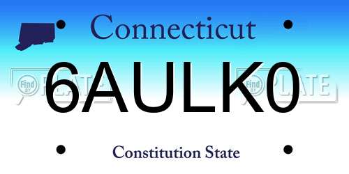 6AULK0 Connecticut License Plate