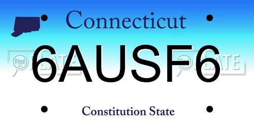 6AUSF6 Connecticut License Plate