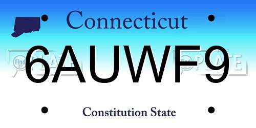 6AUWF9 Connecticut License Plate