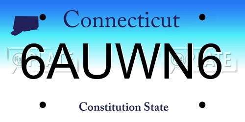 6AUWN6 Connecticut License Plate