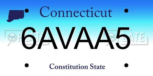 6AVAA5 Connecticut License Plate