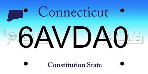 6AVDA0 Connecticut License Plate