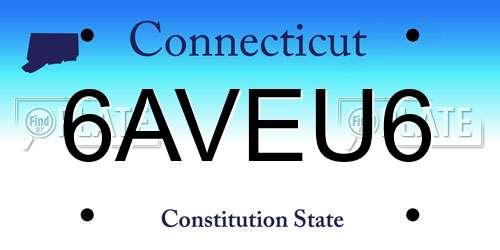 6AVEU6 Connecticut License Plate