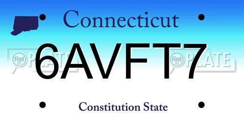 6AVFT7 Connecticut License Plate