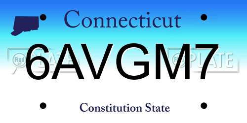 6AVGM7 Connecticut License Plate