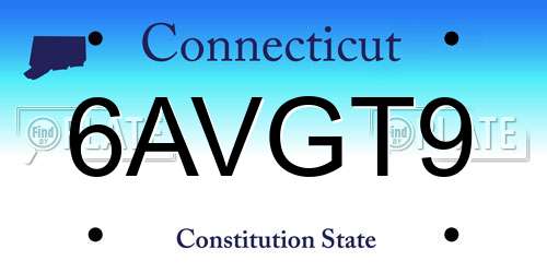 6AVGT9 Connecticut License Plate