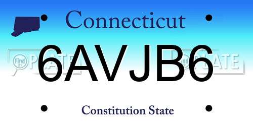 6AVJB6 Connecticut License Plate