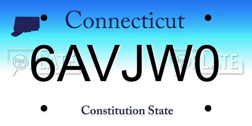 6AVJW0 Connecticut License Plate