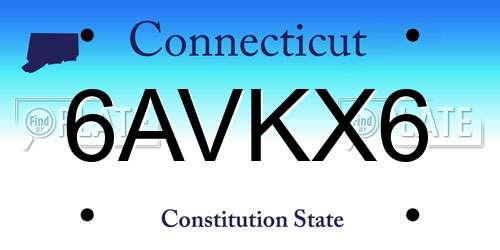 6AVKX6 Connecticut License Plate