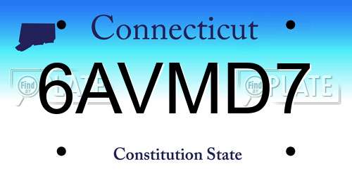6AVMD7 Connecticut License Plate