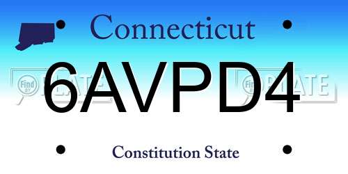 6AVPD4 Connecticut License Plate