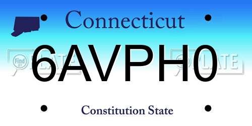 6AVPH0 Connecticut License Plate