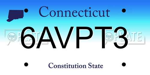 6AVPT3 Connecticut License Plate