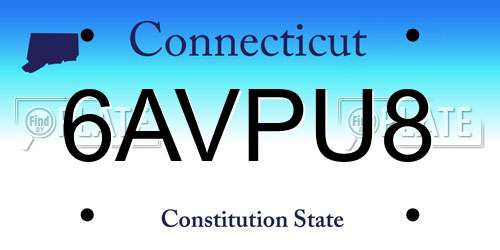 6AVPU8 Connecticut License Plate