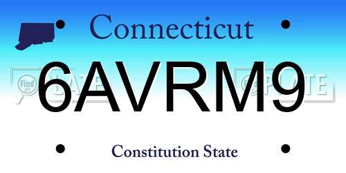 6AVRM9 Connecticut License Plate