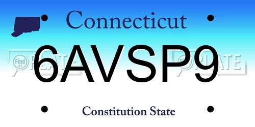 6AVSP9 Connecticut License Plate