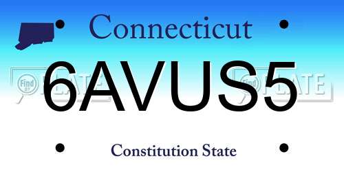 6AVUS5 Connecticut License Plate
