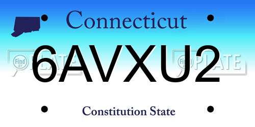 6AVXU2 Connecticut License Plate
