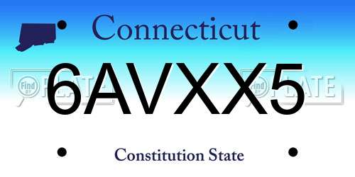 6AVXX5 Connecticut License Plate