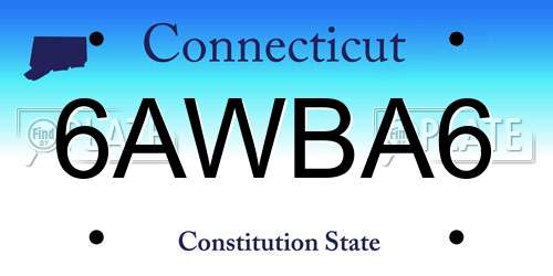 6AWBA6 Connecticut License Plate