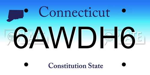 6AWDH6 Connecticut License Plate