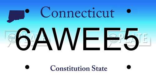 6AWEE5 Connecticut License Plate