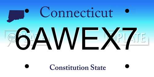 6AWEX7 Connecticut License Plate
