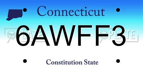 6AWFF3 Connecticut License Plate