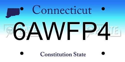 6AWFP4 Connecticut License Plate