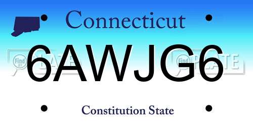 6AWJG6 Connecticut License Plate